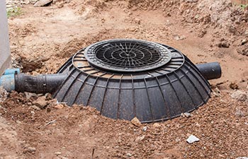 A septic tank install at a residential house.